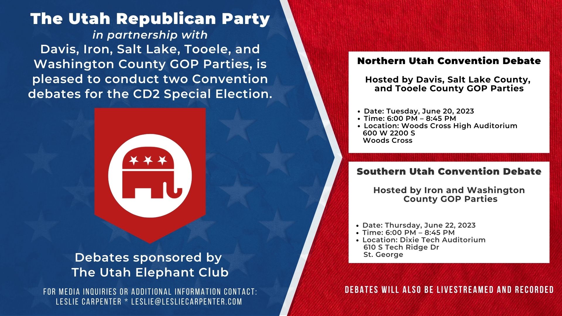 Debates for CD2 Special Election The Utah Republican Party